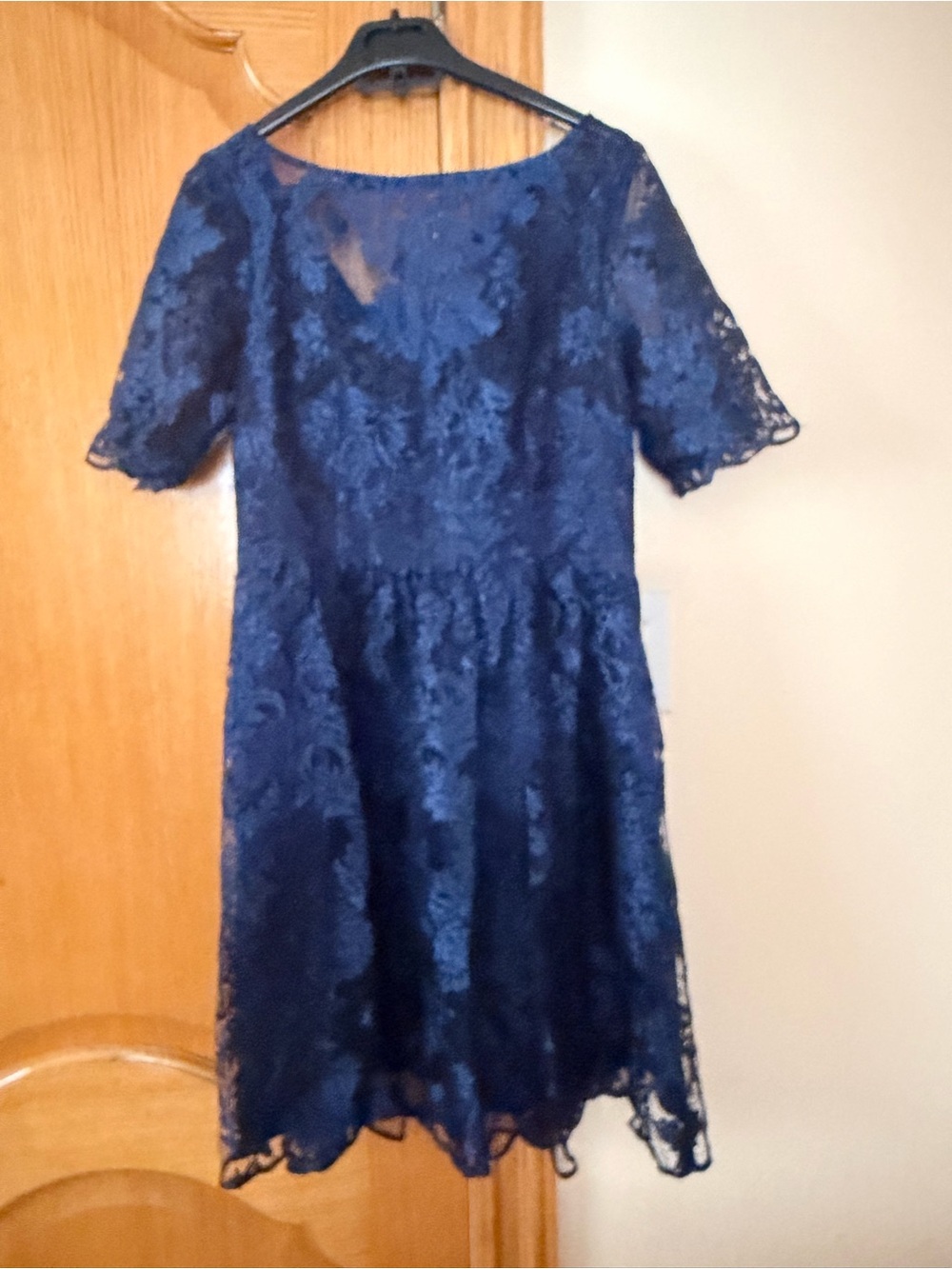 Adrianna Papell Navy Floral Lace Mini Dress